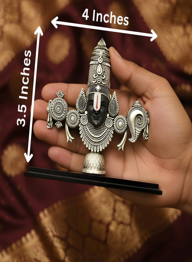 Dev Aastha 999 Silver Plated Balaji Statue | 4-Inch Divine Vastu Table Decor for Pooja Room & Prayer Room | Auspicious Lord Venkateswara Idol & Religious Gifting Item - Image 2